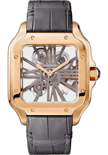 Santos de Cartier Watch - 39.8 mm Pink Gold Case - Skeleton Dial - Alligator And In Calfskin Strap - WHSA0018 39.8mm Rose Gold · Cartier WHSA0018