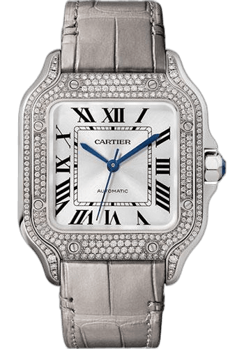 Cartier Santos de Cartier Watch - 35.1 mm White Gold Diamond Case - Diamond Bezel - WJSA0006 35.1mm Watch Ref. WJSA0006