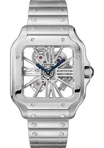 Cartier Santos de Cartier Watch - 39.8 mm Steel Case - Skeleton Dial - WHSA0015 39.8mm Timepiece [WHSA0015