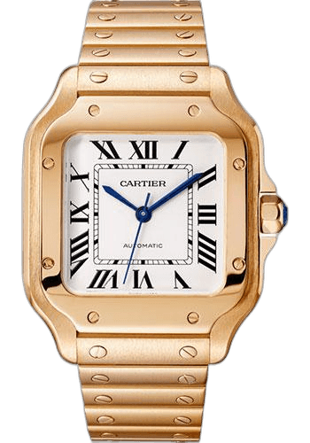 Cartier Santos de Cartier Watch - 35.1 mm Pink Gold Case - Silvered Dial - Allilgator Strap - WGSA0008 35.1mm Rose Gold