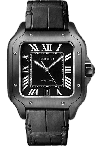 Santos de Cartier Watch - 39.8 mm Steel And Adlc Case - Black Dial - Both Bracelet - Rubber Strap - WSSA0039 39.8mm · Cartier WSSA0039