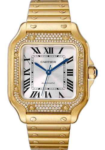 Cartier Santos de Cartier Watch - 35.1 mm Yellow Gold Case - Diamond Bezel - Both Bracelet - WJSA0010 35.1mm Timepiece [WJSA0010