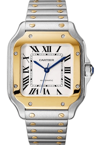 Cartier Santos de Cartier Watch - 35.1 mm Yellow Gold And Steel Case - Silvered Dial - Steel Bracelet - W2SA0016 35.1mm & Yellow Gold Silvered Dial Watch