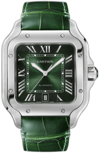 Cartier Santos de Cartier Medium Automatic Steel Interchangeable Steel And Leather Bracelets - WSSA0061 — Ref. WSSA0061