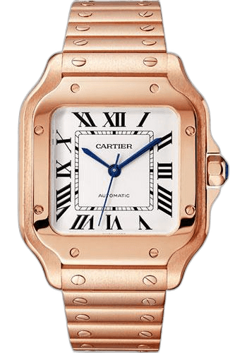 Santos de Cartier Watch - 35.1 mm Rose Gold Case - Silvered Opaline Dial - 18K Rose Gold Bracelet - WGSA0031 35.1mm Cartier Ref. WGSA0031