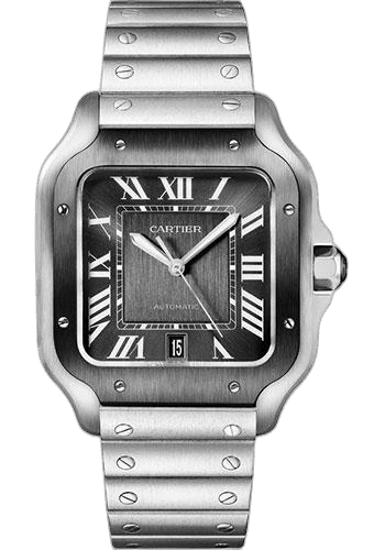 Cartier Santos de Cartier Watch - 39.8 mm Steel Case - Gray Dial - Bracelet - Second Strap - WSSA0037 39.8mm Watch Ref. WSSA0037