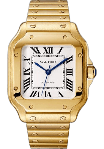 Santos de Cartier Watch - 35.1 mm Yellow Gold Case - Silvered Dial - Allilgator Strap - WGSA0010 35.1mm · Cartier WGSA0010