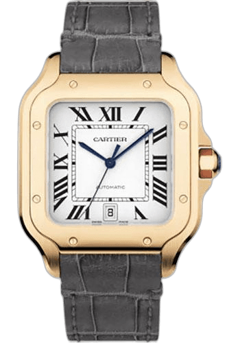 Santos de Cartier Watch - 39.8 mm Pink Gold Case - Silvered Dial - Alligator And Calfskin Strap - WGSA0019 · Cartier 39.8mm Rose Gold — WGSA0019