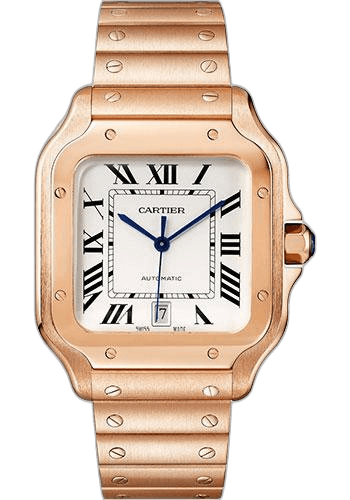 Santos de Cartier Watch - 39.8 mm Rose Gold Case - Silvered Opaline Dial - Alligator Skin Bracelet - WGSA0018 39.8mm Cartier Ref. WGSA0018