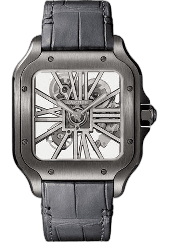 Santos de Cartier Watch - 39.8 mm Black Steel Case - Skeleton Dial - Black Black Alligator Strap - Both Bracelet - WHSA0009 39.8mm Cartier Ref. WHSA0009