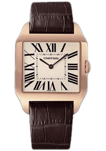 Santos-Dumont Watch - Large Pink Gold Case - Rhodium Plated Dial - Alligator Strap - W2006951 Rose Gold — Cartier Ref. W2006951