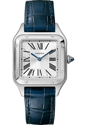 Santos-Dumont Watch - 38 mm Steel Case - Silver Dial - Navy Blue Strap - WSSA0023 38mm by Cartier — WSSA0023