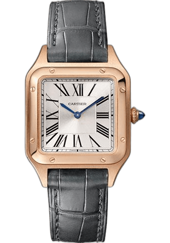 Cartier Santos-Dumont Watch - 38 mm Pink Gold Case - Silver Dial - Black Strap - WGSA0022 38mm Rose Gold (WGSA0022
