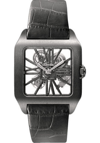 Santos-Dumont Watch - 38.7 mm Titanium Case - Satin Brushed Dial - Black Alligator Strap - W2020052 38.7mm by Cartier — W2020052