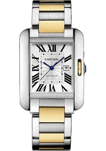 Cartier Tank Anglaise Watch - 39.2 x 29.8 mm Steel Case - Silver Dial - Yellow Gold And Steel Bracelet - W5310047 29.8mm & Yellow Gold Silver Dial