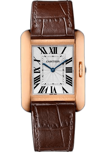 Cartier Tank Anglaise Watch - 34.7 mm Pink Gold Case - Brown Alligator Strap - W5310042 34.7mm Rose Gold Timepiece [W5310042
