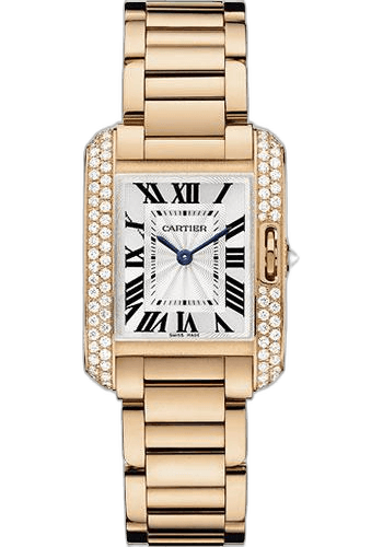 Cartier Tank Anglaise Watch - Small Pink Gold Diamond Case - WT100002 Rose Gold