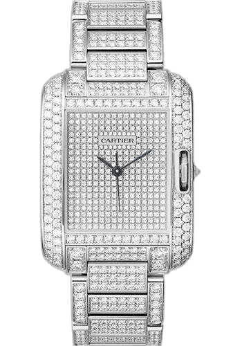 Cartier Tank Anglaise Watch - Medium White Gold Diamond Case - Diamond Paved White Gold Dial - Diamond Bracelet - HPI00561 Diamond Diamond Paved Dial Ref. HPI00561