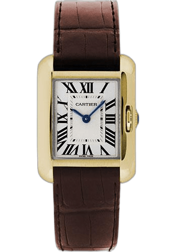 Tank Anglaise SM Watch - 30.2 mm Yellow Gold Case - Silvered Dial - Brown Alligator Strap - W5310028 30.2mm by Cartier — W5310028