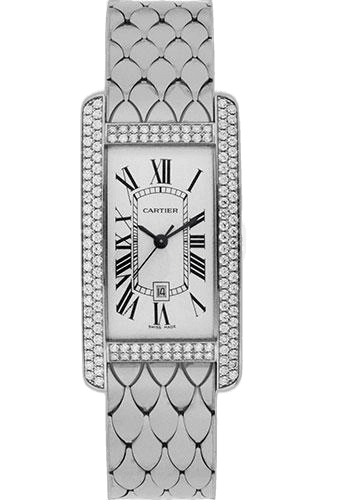 Tank Américaine Tank Americaine Medium Model Watch - 41.6 x 22.6 mm White Gold Diamond Case - White Gold In Bracelet - WB710011 22.6mm · Cartier WB710011