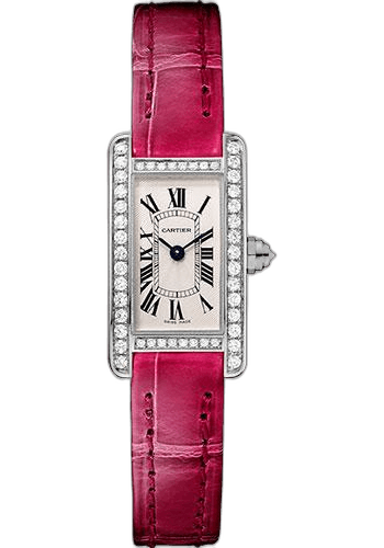 Tank Américaine Tank Americaine Watch - 27 mm White Gold Diamond Case - Diamond Bezel - Diamond Dial - Pink Strap - WB710015 27mm Diamond Bezel Diamond Dial · Cartier WB710015