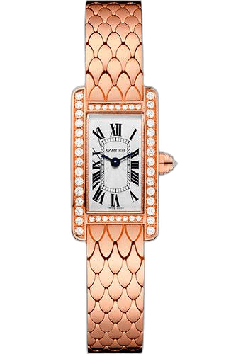 Tank Américaine Tank Americaine Watch - 27 mm Pink Gold Diamond Case - Diamond Bezel - Diamond Dial - WB710012 27mm Rose Gold Diamond Bezel Diamond Dial by Cartier — WB710012