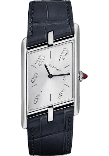Tank Asymetrique Watch - 47.15 mm x 26.10 mm Platinum Case - Silvered Dial - Dark Grey Alligator Strap Limited Edition of 100 - WGTA0042 · Cartier 47.15mm — WGTA0042
