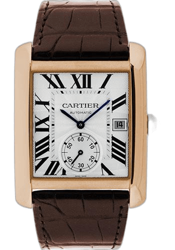 Cartier Tank MC Watch - 34.3 mm Pink Gold Case - Silvered Dial - Dark Brown Alligator Strap - W5330001 34.3mm Rose Gold (W5330001
