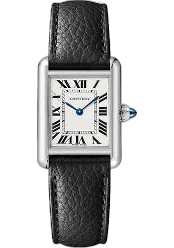 Tank Must Watch - 29.5 mm x 22 mm Steel Case - Silvered Dial - Interchangeable Black Grained Calfskin Strap - WSTA0042 29.5mm by Cartier — WSTA0042