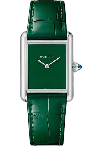 Cartier Tank Must Watch - 33.7 mm x 25.5 mm Steel Case - Green Dial - Green Alligator Strap - WSTA0056 33.7mm Ref. WSTA0056