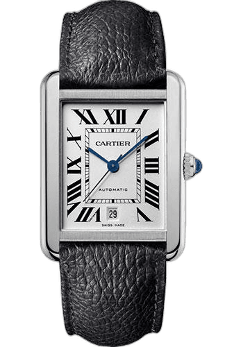 Cartier Tank Solo Watch - 31 mm Steel Case - Black Grained Calfskin Strap - WSTA0029 31mm