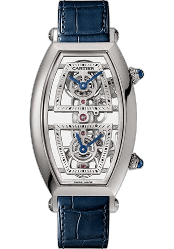 Tonneau Skeleton Xl Watch - 52.4 mm Platinum Case - Skeleton Dial - Blue Alligator Strap - WHTN0006 52.4mm Cartier Ref. WHTN0006