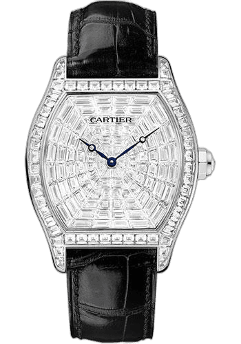 Cartier Tortue Watch - 38 mm White Gold Diamond Case - Diamond Dial - Black Alligator Strap - HPI00502 38mm Diamond Diamond Dial (HPI00502