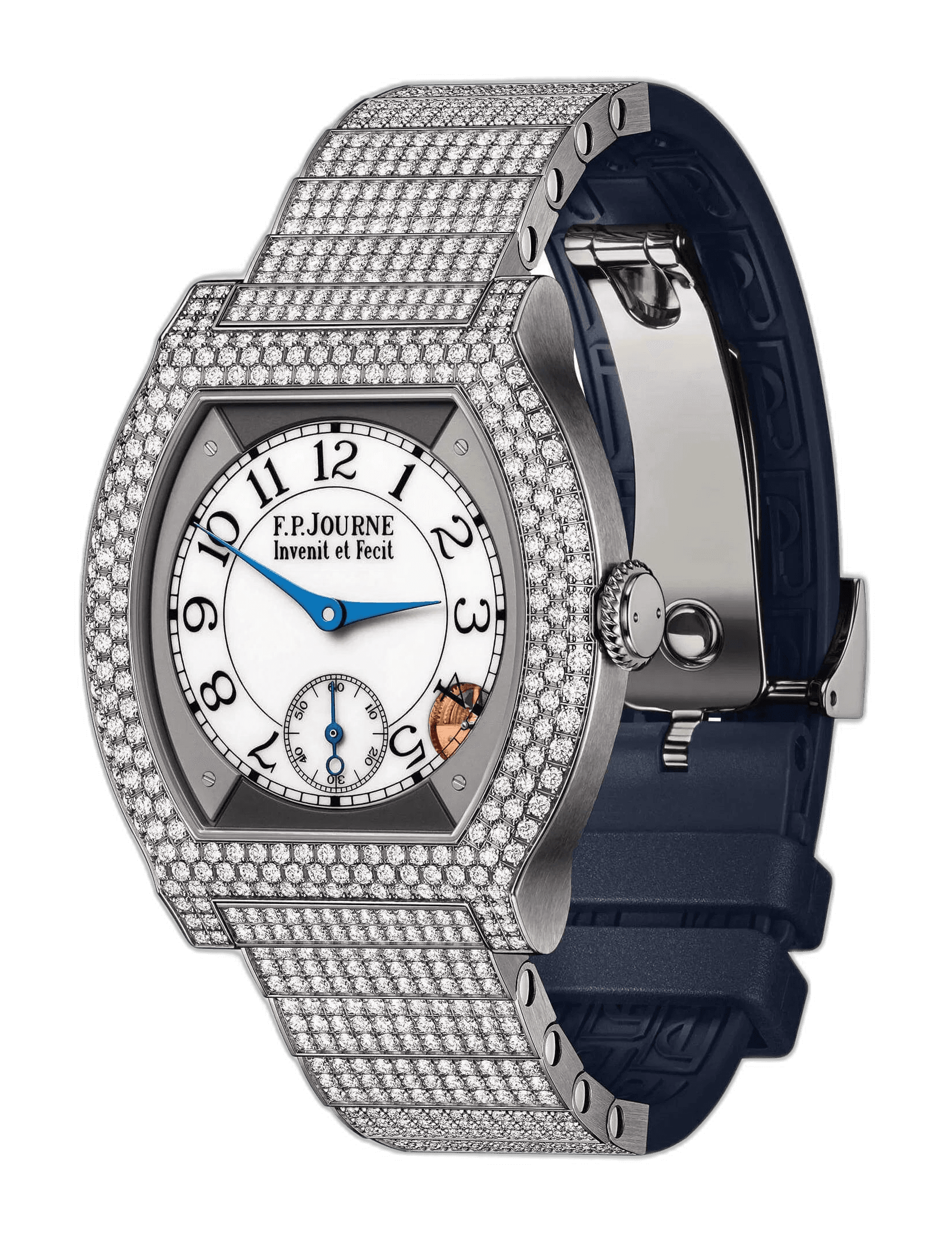 F.P.Journe Élégante 40 Titanium — White Sapphire Dial, Diamond Bracelet, Blue Strap | Ref. 1210