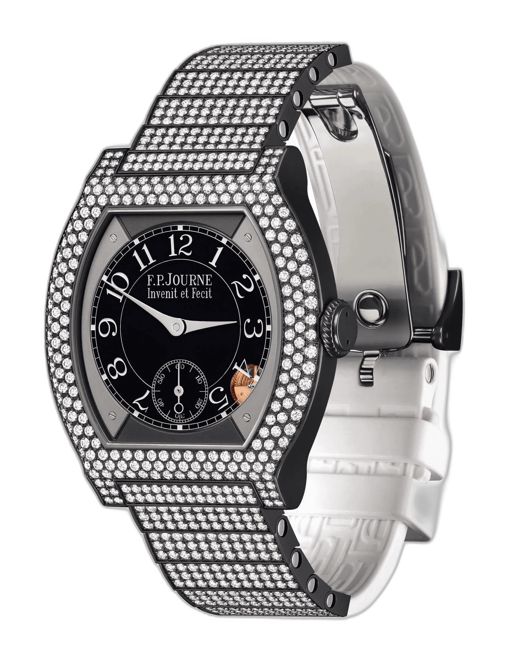 F.P.Journe Élégante 40 Titalyt — Black Sapphire Dial with 12 Diamond Rows & Set Bracelet | Ref. 1210