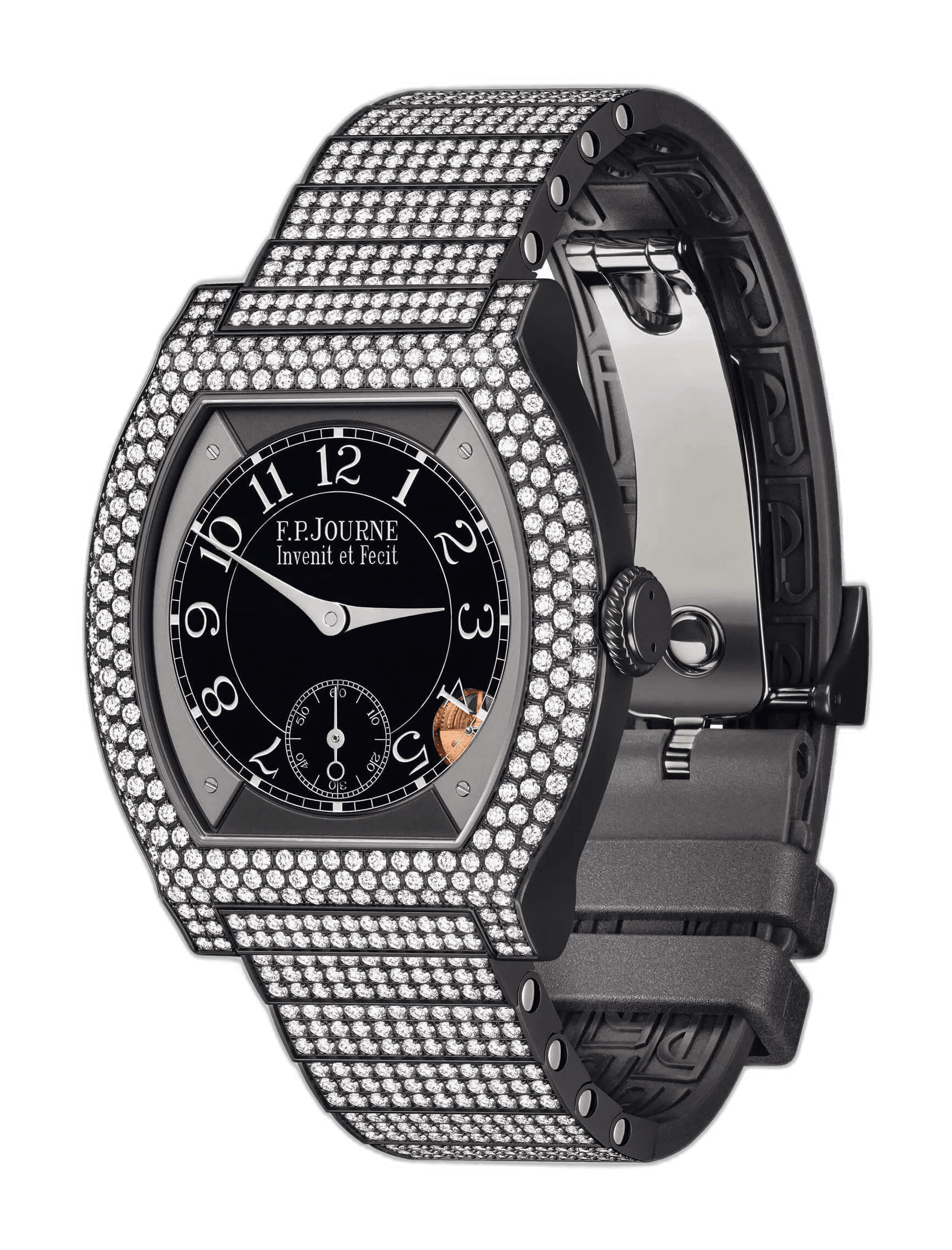 F.P.Journe Élégante 40 Titalyt — Black Sapphire Dial, Diamond Bracelet, Grey Strap | Ref. 1210