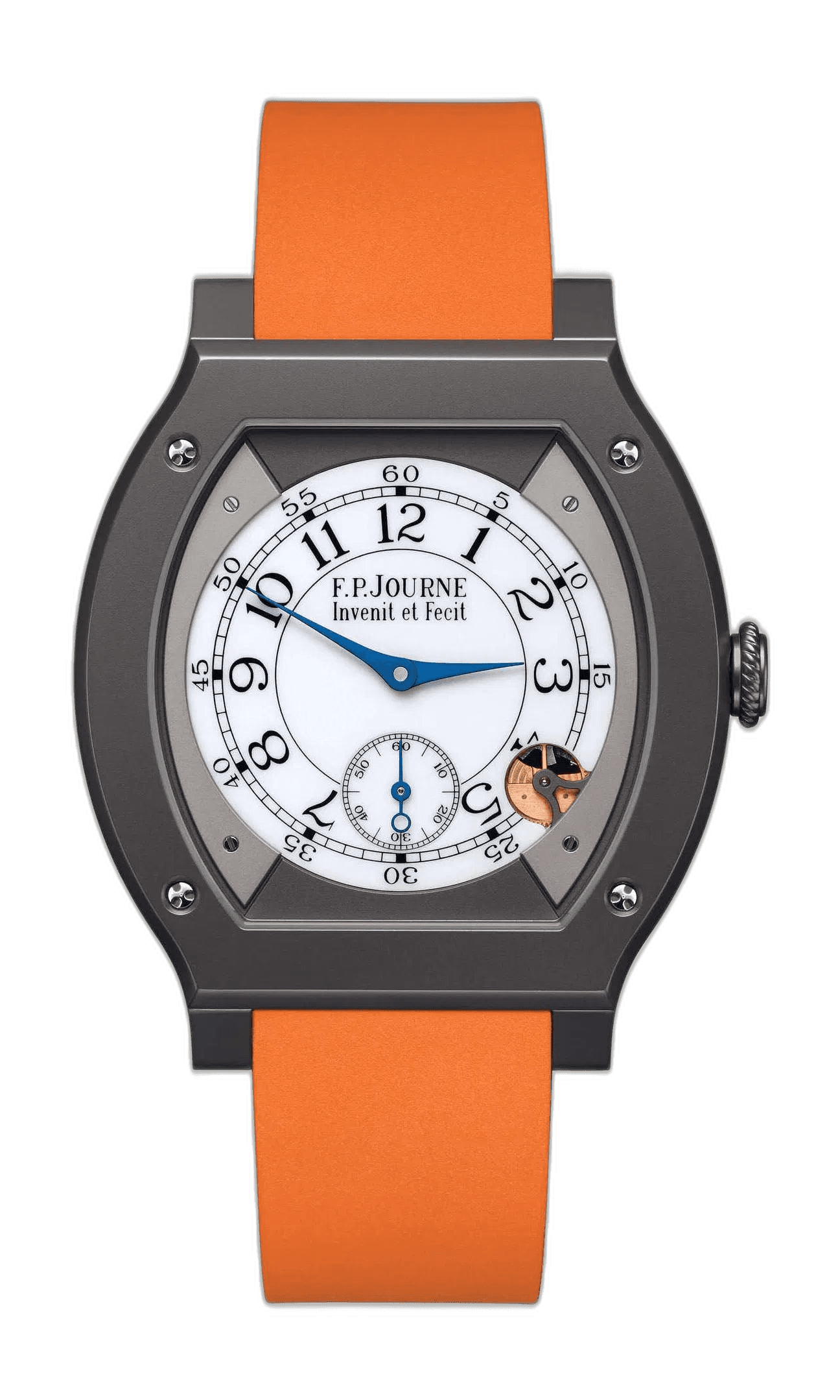 F.P.Journe Élégante 48 Titanium — White Sapphire Dial, Interchangeable Orange Strap | Ref. Cal. 1210