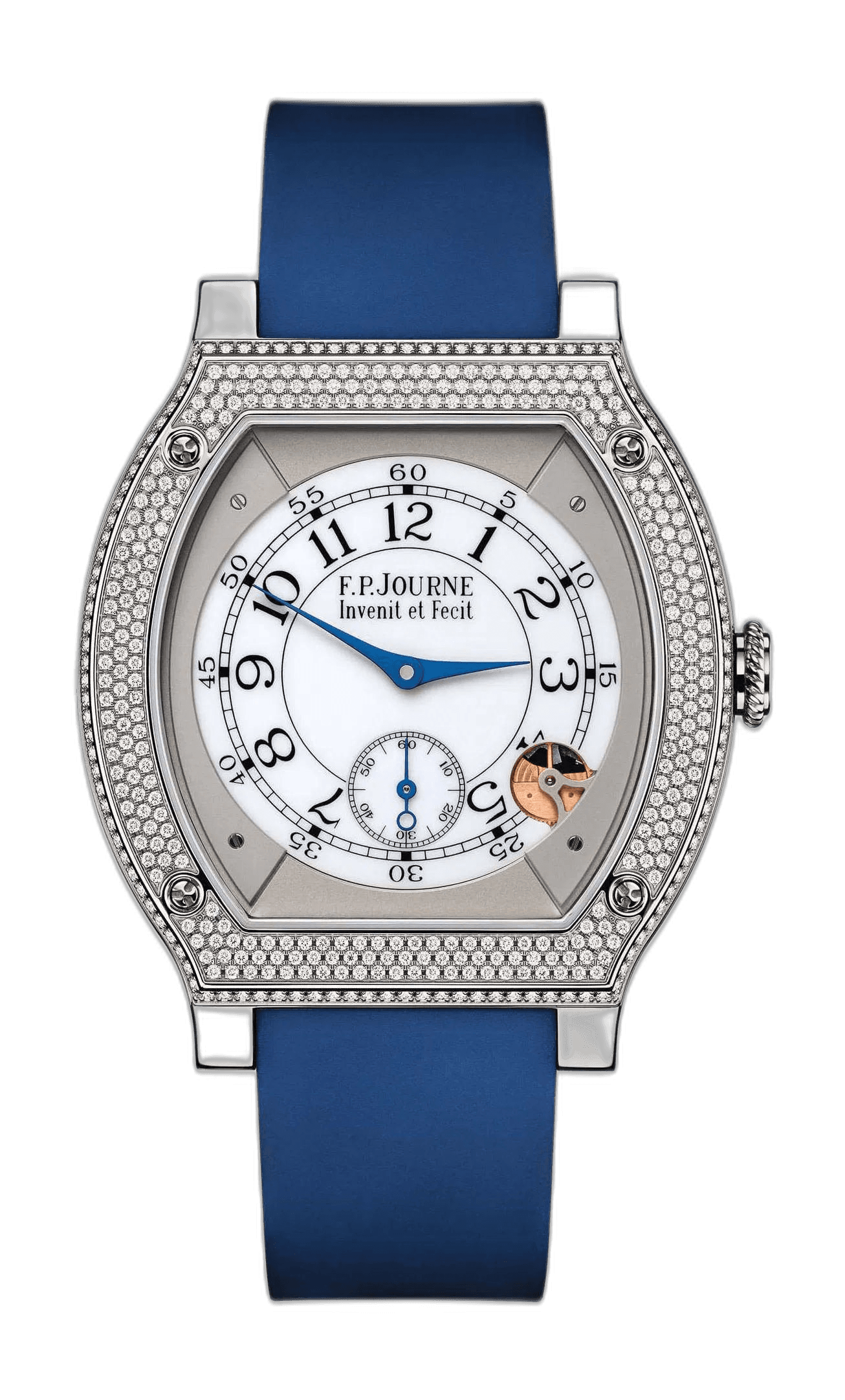 F.P.Journe Élégante 48 Titanium — White Sapphire Dial with Diamonds, Blue Strap | Ref. 1210