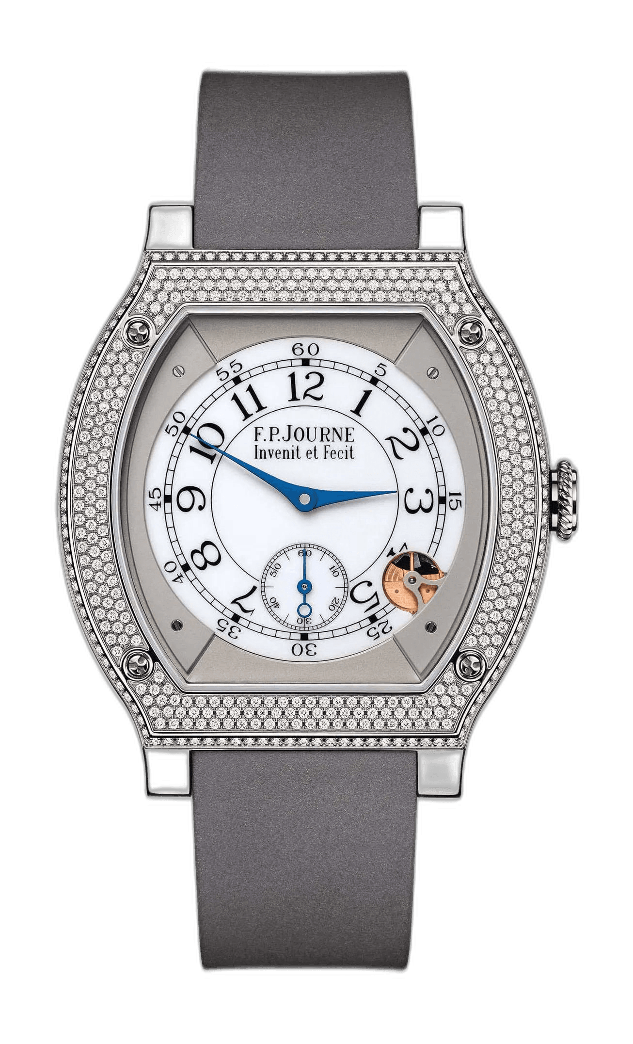 F.P.Journe Élégante 48 Titanium — White Sapphire Dial with Diamonds, Grey Strap | Ref. 1210