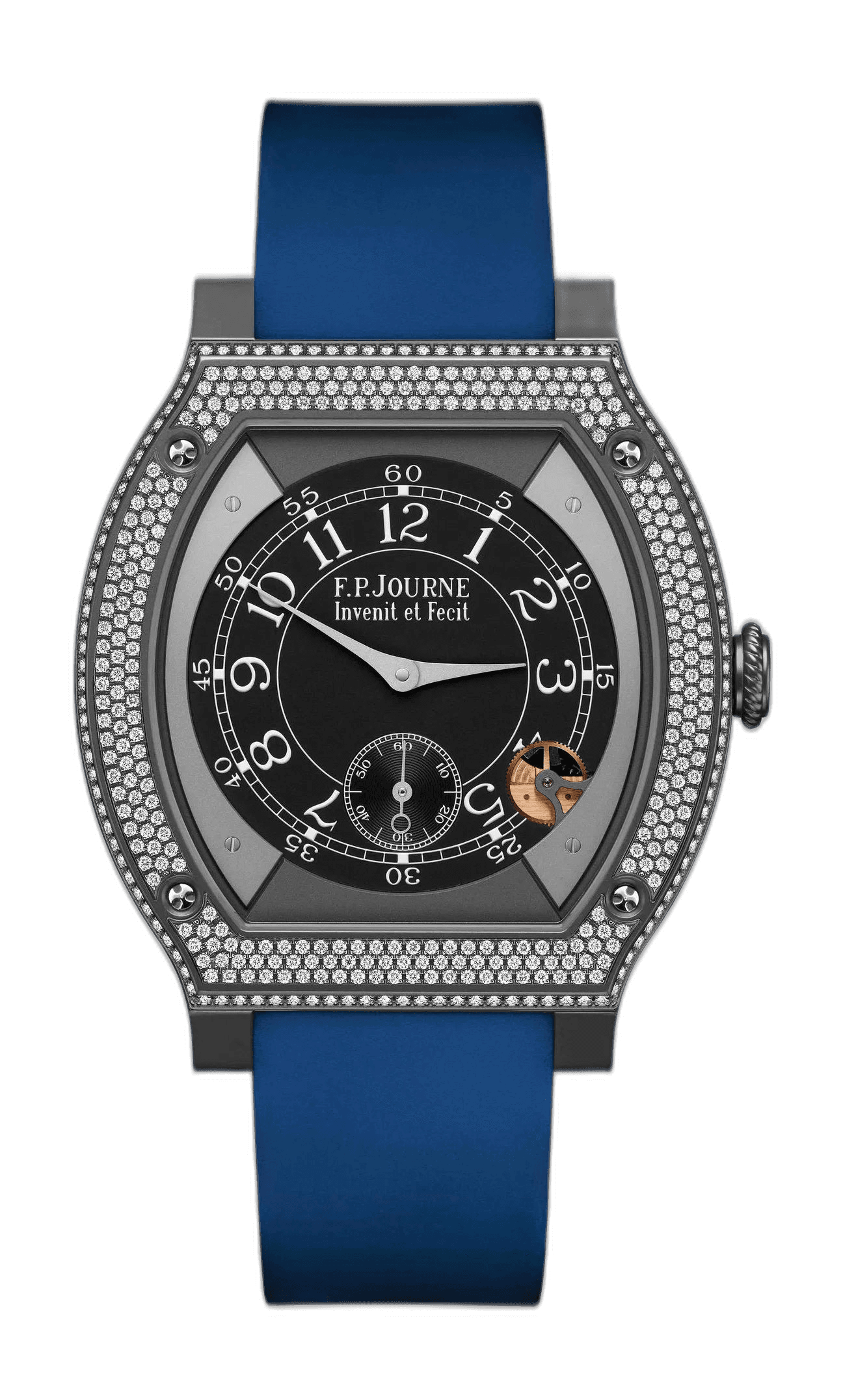 F.P.Journe Élégante 48 Titanium — Black Sapphire Dial, Diamonds, Blue Strap | Ref. Calibre 1210