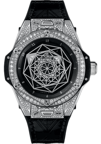 Hublot Big Bang Sang Bleu Steel Pave Watch-465.SS.1117.VR.1704.MXM18 39mm Pavé Black Dial