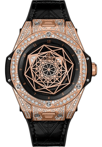 Hublot Big Bang Sang Bleu King Gold Pave Watch-465.OS.1118.VR.1704.MXM18 39mm Pavé Black Dial Timepiece [465.OS.1118.VR.1704.MXM18