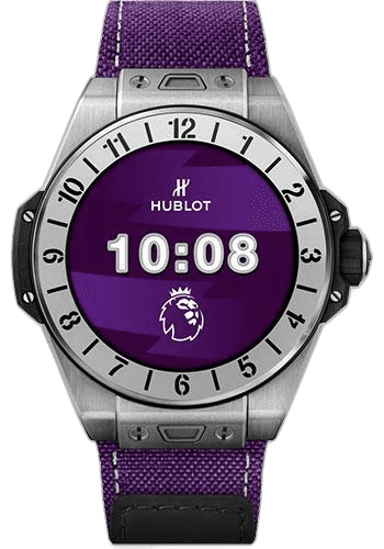 Hublot Big Bang e Premier League Watch - 42 mm - Digital Hublot Dial - Purple Fabric Strap Limited Edition of 200-440.NX.1100.NR.PLW21 42mm Titanium Timepiece [440.NX.1100.NR.PLW21