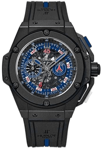 Hublot Big Bang King Power Paris Saint-Germain Watch - 48 mm Black Ceramic Case - Blue PSG Logo Dial - Black and Blue Rubber Strap Limited Edition of 200-716.CI.0123.RX.PSG14 48mm Paris Saint-Germain Blue Dial