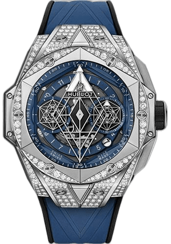 Big Bang Sang Bleu II Titanium Blue Pave Watch - 45 mm - Blue Dial-418.NX.5107.RX.1604.MXM20 45mm Pavé Blue Dial by Hublot — 418.NX.5107.RX.1604.MXM20
