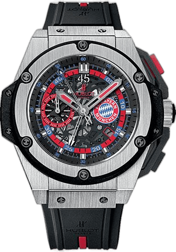 Big Bang King Power Bayern Munich Watch - 48 mm Titanium Case - Red and Blue Logo Dial - Black and Red Rubber Strap Limited Edition of 200-716.NX.1129.RX.BYM12 48mm by Hublot — 716.NX.1129.RX.BYM12