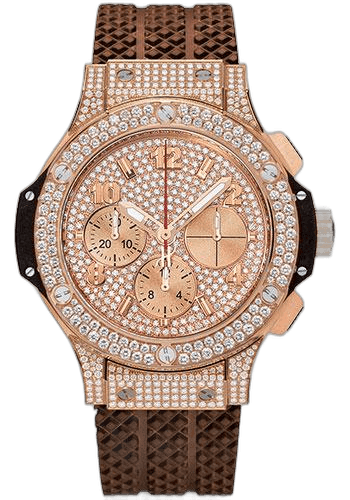Big Bang Cappuccino Pave Watch-341.PC.9010.RC.1704 · Hublot 41mm Gold Pavé Diamond Dial — 341.PC.9010.RC.1704