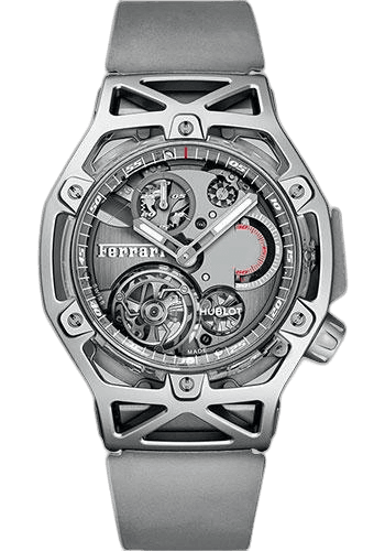 Hublot Big Bang Novelties Techframe Ferrari Tourbillon Chronograph Sapphire White Gold Limited Edition of 70 Watch-408.JW.0123.RX 45mm Grey Dial Timepiece [408.JW.0123.RX