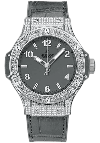 Big Bang Earl Gray Pave Watch-361.ST.5010.LR.1704 38mm Steel Pavé Gray Dial — Hublot Ref. 361.ST.5010.LR.1704