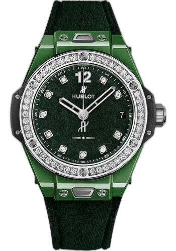 Big Bang One Click Italia Independent Dark Green Velvet Limited Edition of 100 Watch-465.GX.277G.NR.1204.ITI18 39mm Ceramic Diamond Green Dial · Hublot 465.GX.277G.NR.1204.ITI18